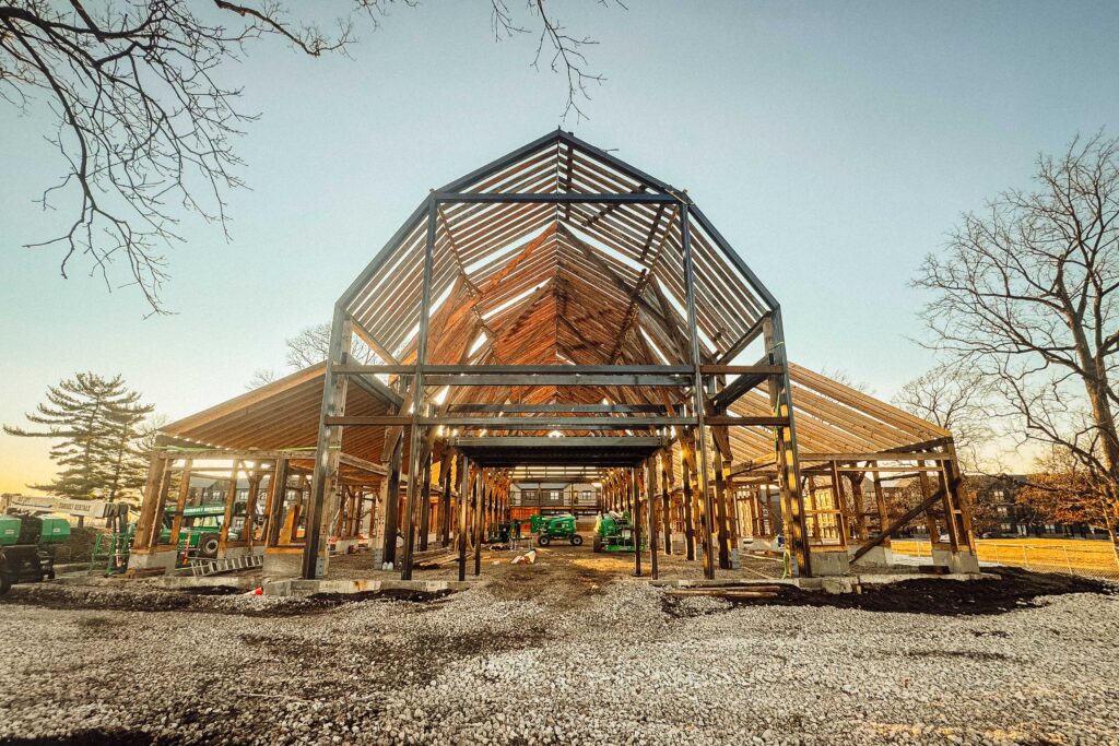 During construction of "The Lawrence" restaurant and event center Three Ten Timber constructed on Purdue's campus in West Lafayette, Indiana