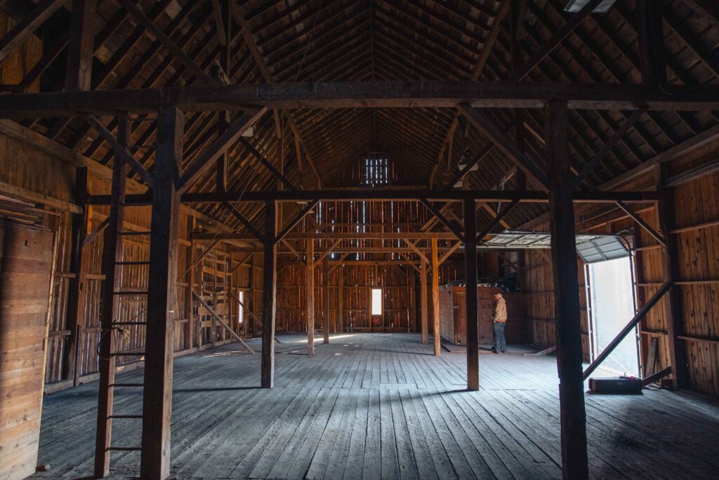 Inside historic Wisconsin barn frame